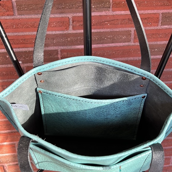 Handmade Turquoise Lether Tote Bag - Picture 11 of 11